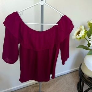 Off the shoulder raspberry blouse